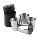 Set 4 pahare pentru camping, CRT, Pro Cups, cu husa pentru depozitare, otel inoxidabil, 30 ml, undefined, CRT