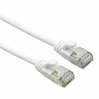 Cablu de retea U/FTP Data Center cat 7 LSOH cu mufe RJ45 (500 MHz) Slim Alb 0.5m, Roline 21.15.1710, Roline