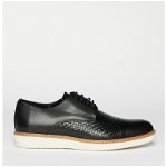 AC&Co, Pantofi derby din piele cu aspect texturat, Negru, 42