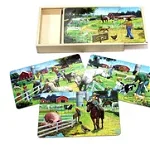 Puzzle 4 in 1 din lemn in cutie cu tematica – Animale de la ferma, WD9003A RCO®, Rco