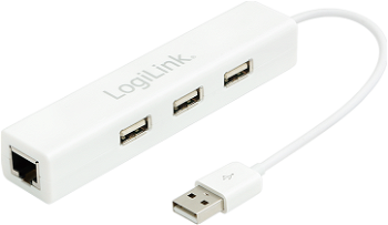 Adaptor USB 2.0, Enthernet RJ45, HUB 3 x USB Type A, LOGILINK, LogiLink