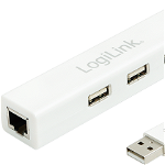 Adaptor USB 2.0, Enthernet RJ45, HUB 3 x USB Type A, LOGILINK, LogiLink