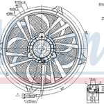 Ventilator radiator (cu carcasa) potrivit CITROEN BERLINGO, BERLINGO MINIVAN, XSARA PICASSO; PEUGEOT 307, PARTNER, PARTNER ORIGIN, PARTNER ORIGIN MINIVAN 1.1-Electric 06.96-12.15, NISSENS