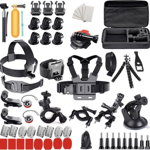 Set 67 accesorii pentru camerele sport, Hurtel, Compatibil GoPro/Insta360/SJCam/Eken, Multicolor, Hurtel