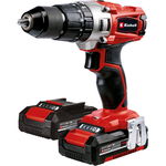 Cordless Impact Drill TE-CD 18/2 Li-i +64, 18V (red/black, 2x Li-Ion battery 2.0Ah, case + bit drill set), Einhell