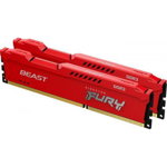 Memorii Kingston Fury Beast Red, 8GB(2x4GB), DDR3-1600MHz, CL10, Dual Channel