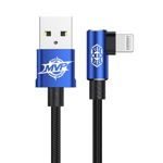 Cablu Lightning Baseus MVP Elbow USB Blue (1m, output 2A, unghi 90, impletitura nylon), Baseus