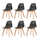 Set scaune de bucatarie vidaXL, 6 buc., negru, plastic, 46.5 X 47.5 X 83 cm, 24.3 kg