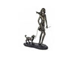Figurina de metal, DecoDepot, fetita cu catel, 20x14x5 cm, metal, Argintiu