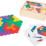 Joc montessori - puzzle hexagonal din lemn