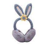 Acoperitori pentru urechi - protectie impotriva frigului - model casti dama cu urechiuse de iepuras si fundita - tematica flower bunny - marime universala - EFAYN, EFAYNRO