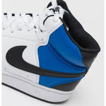 Nike, Pantofi sport mid-cut de piele ecologica Court Vision, Negru, Alb, Albastru, 12