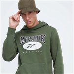 Reebok Classic bluza barbati, culoarea verde, cu glugă, cu imprimeu, Reebok Classic