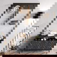 Cuier hol Devin, negru, pal melaminat, 94x35x180 cm