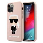 Husa Premium Karl Lagerfeld Compatibila Cu iPhone 12 Pro Max, Colectia Silicone Iconic, Roz - Klhcp12lslfkpi