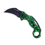 Cutit karambit columbia celtic skull verde claw knife, 