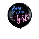 Balon jumbo dezvaluirea sexului copilului negru cu confetti roz si albastru Boy or Girl 90 cm