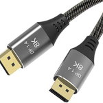 Cablu DisplayPort 1.4 Ultra HD AKKGOO, cupru/nailon, gri/negru/auriu, 2 m, 