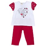 Costum copii Chicco, tricou si pantalon, rosu, 76463