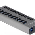 Delock USB HUB DELOCK Hub USB extern SuperSpeed cu 10 porturi + Schalter, Delock