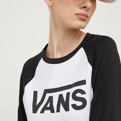 Vans longsleeve din bumbac culoarea alb, Vans