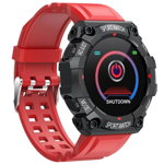 Ceas smartwatch techstar® fd68, 1.3 inch ips, design sport, bluetooth 4.0, monitorizare tensiune, puls, rosu