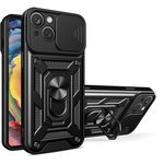 Husa Hybrid Armor Camshield pentru iPhone 14 cu capac pentru camera in negru, ForIT