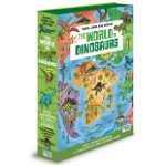 Set carte + puzzle oval cu 200 de piese - Lumea dinozaurilor