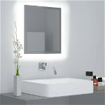 Oglinda de baie cu LED vidaXL, gri extralucios, 40x8,5x37 cm, acril, 2.61 kg