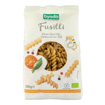 Fusilli din orez integral si Teff FARA GLUTEN Byodo, bio, 250 g