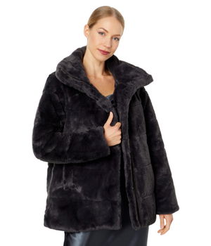 Imbracaminte Femei NVLT Ladies Bunny Faux Fur Coat Charcoal, NVLT