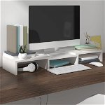 vidaXL Stand pentru monitor, alb, 60x24x10,5 cm, lemn masiv de pin, vidaXL