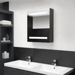 vidaXL Dulap de baie cu oglindă și LED, antracit, 50x14x60 cm, vidaXL