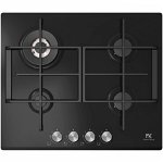 Plita gaz Master Kitchen MKHG 6031ED-TCBK, 4 arzatoare, latime 60 cm, 4 arzatoare, gratare fonta, arzator wok, aprindere integrata, Sticla neagra