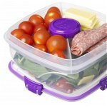 Cutie alimente cu bol dressing si tacamuri din plastic Sistema Salad To Go 1.1L, Sistema Plastics