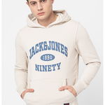 Jack & Jones, Hanorac cu imprimeu logo, Alb/Albastru melange/Bleumarin