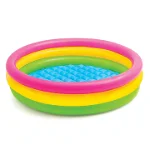 Piscina gonflabila pentru copii, cu 3 inele, multicolora, 130x35 cm, 
