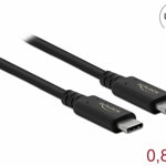 Cablu coaxial USB-C 4 (Gen 3x2) 8K60Hz/PD 100W/20V/5A T-T 0.8m, Delock 86979