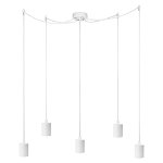Pendul minimalist cu 5 lampi, Sotto Luce Rei, metal alb, cablu textil alb de 1,5 m, 5 x prize E27