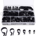 Set de 200 coliere pentru cablu/tevi Loscrew, plastic, negru