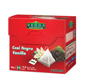 Ceai Vedda negru vanilla 20x2g piramide, Vedda