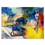 Tablou pictura ulei stil cubism forme abstracte, multicolor 1445 - Material produs:: Tablou canvas pe panza CU RAMA, Dimensiunea:: 70x100 cm, 