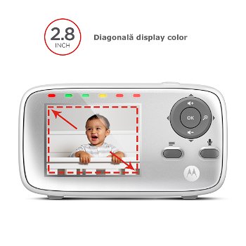 Monitor video pentru copii Motorola VM483,bidirecțional, 300 m,baterie-rețea, Fără fir, Maro, Motorola