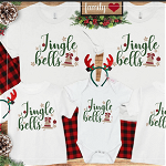 Set de tricouri personalizate Family mama, tata  si copii cu tematica de Craciun, Jingle Bells