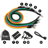 Sistem de antrenament fitness cu corzi extensibile, prinderi multiple, 11 piese, 