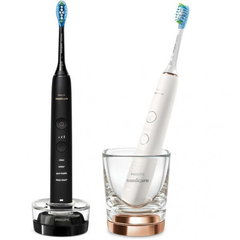 Set 2 periute electrice sonice Philips Sonicare DiamondClean 9000 HX9914/57, functie BrushSync, 4 moduri de periere, 3 nivele de intensitate, senzor de presiune, 2 capete de periere, 2 baze cu rol de incarcare, Negru / Rose gold, Philips Set 2 periute electrice sonice Philips Sonicare DiamondClean 9000 HX9914/57, functie BrushSync, 4 moduri de periere, 3 nivele de intensitate, senzor de presiune, 2 capete de periere, 2 baze cu rol de incarcare, Negru / Rose gold, Philips