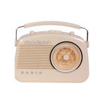 Radio Portabil Cu Functie Bluetooth 3.0, Emisie Am/fm, Compact, Ergonomic, Mp3-player, Banda Fm 87,5 - 108mhz, Banda Am 530 - 1605khz, Design Vintagem, Culoare Crem, Madison