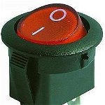 Intrerupator 3 poli 1 buton rosu ON-OFF rotund 20mm 6.5A 250V cu retinere, OEM