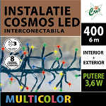 Instalatie sir cluster, 400 led, multicolor, cu joc, 6 m+ 3 m, cablu alimentare , interior/exterior, transformator IP44, Arabesque