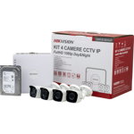 Sistem supraveghere format din 4 camere IP 2MP si NVR 4 canale HDD 1TB - HIKVISION NK42N0H-1T(SG)